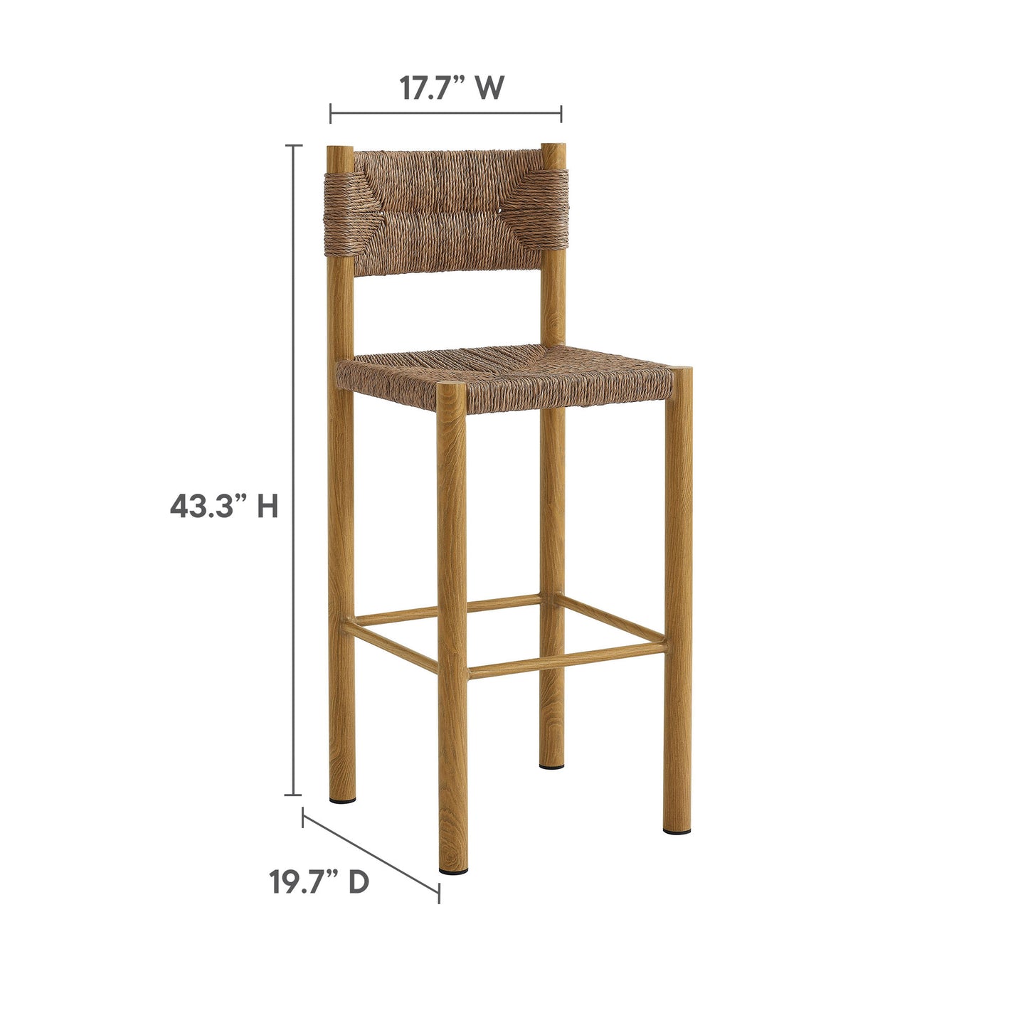 Modway - Parkland Outdoor Patio Rattan and Aluminum Bar Stools Set of 2 by Modway  Outdoor Furniture Bar and Dining Brown - EEI-6984-NAT