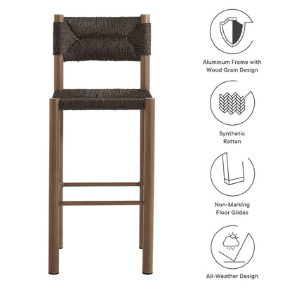 Modway - Parkland Outdoor Patio Rattan and Aluminum Bar Stools Set of 2 by Modway  Outdoor Furniture Bar and Dining Brown - EEI-6984-WAL