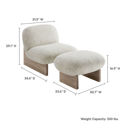 Modway - Loyal Boucle Fabric Accent Chair and Ottoman Set by Modway  Living Room Sofas and Armchairs Brown - EEI-6988-PRL-OAK