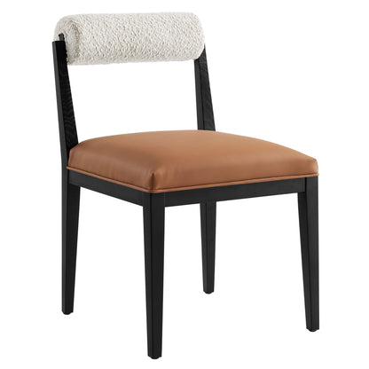 Modway - Kai Boucle and Vegan Leather Dining Chair by Modway  Bar and Dining Dining Chairs Black - EEI-6992-PRL-TAN-BLK