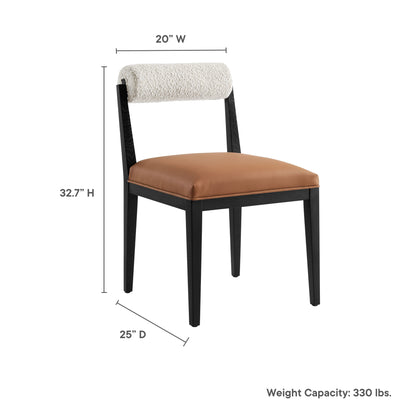 Modway - Kai Boucle and Vegan Leather Dining Chair by Modway  Bar and Dining Dining Chairs Black - EEI-6992-PRL-TAN-BLK