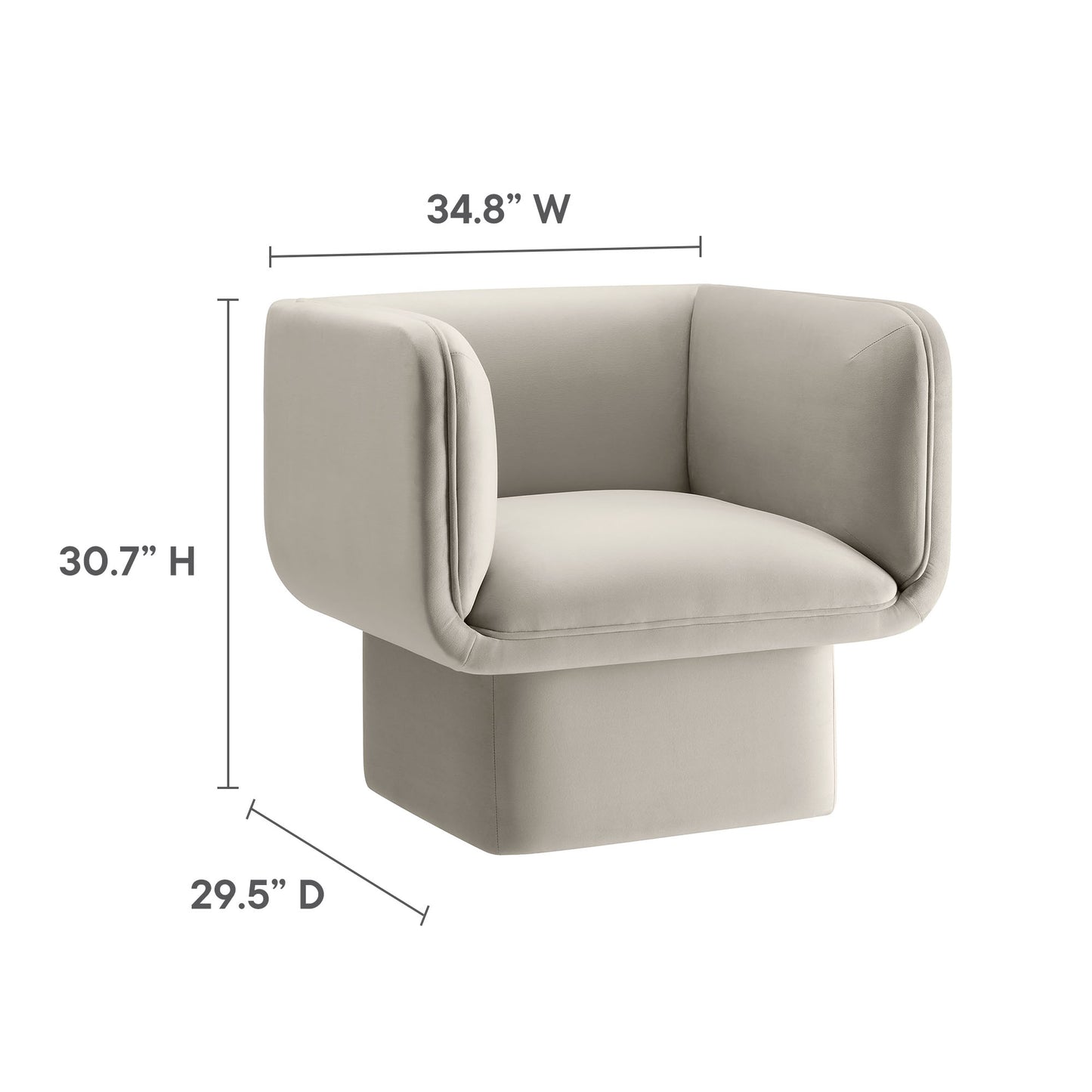 Modway - Tate Performance Velvet Accent Chair by Modway  Living Room Sofas and Armchairs Gray - EEI-6995-ALM