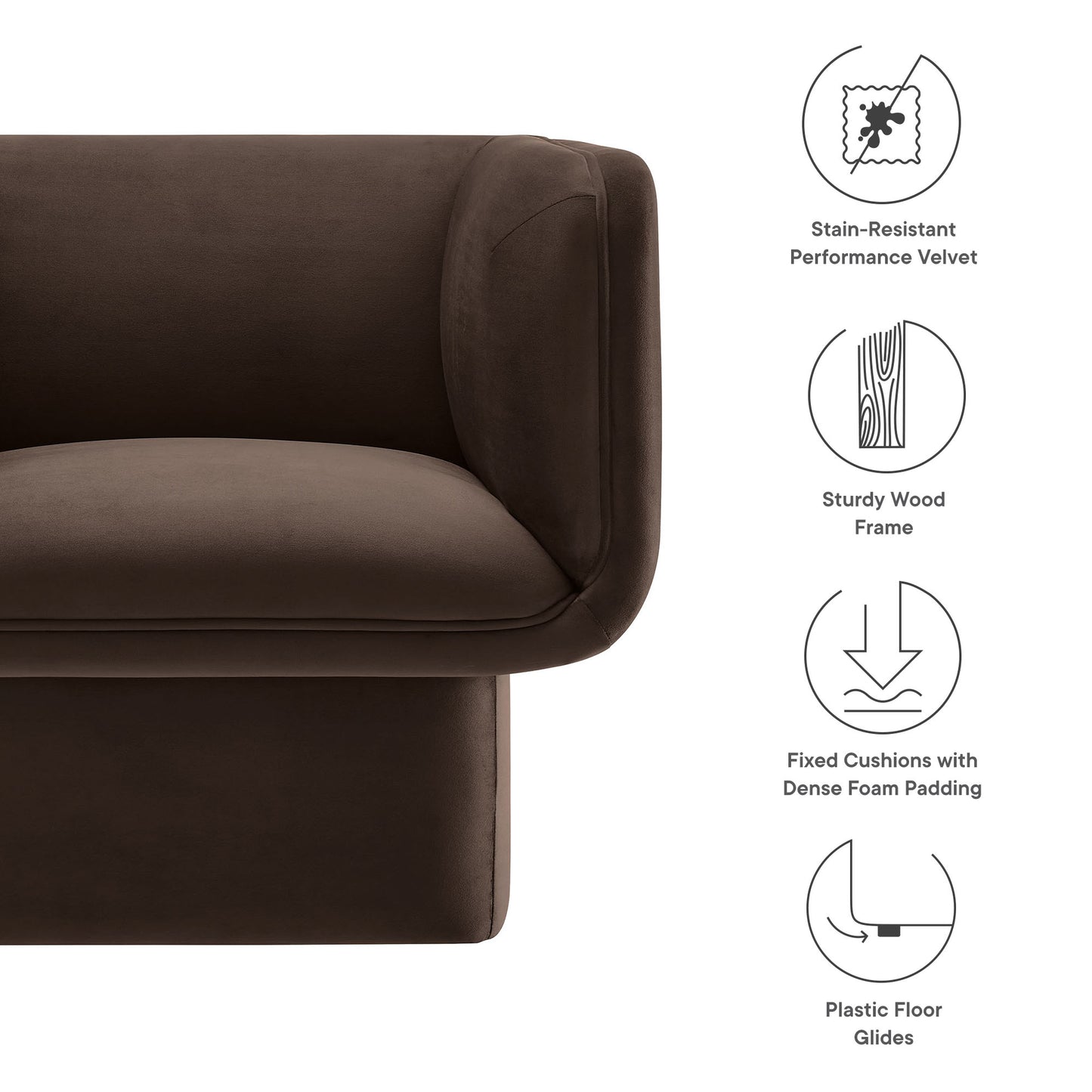 Modway - Tate Performance Velvet Accent Chair by Modway  Living Room Sofas and Armchairs Brown - EEI-6995-CHB