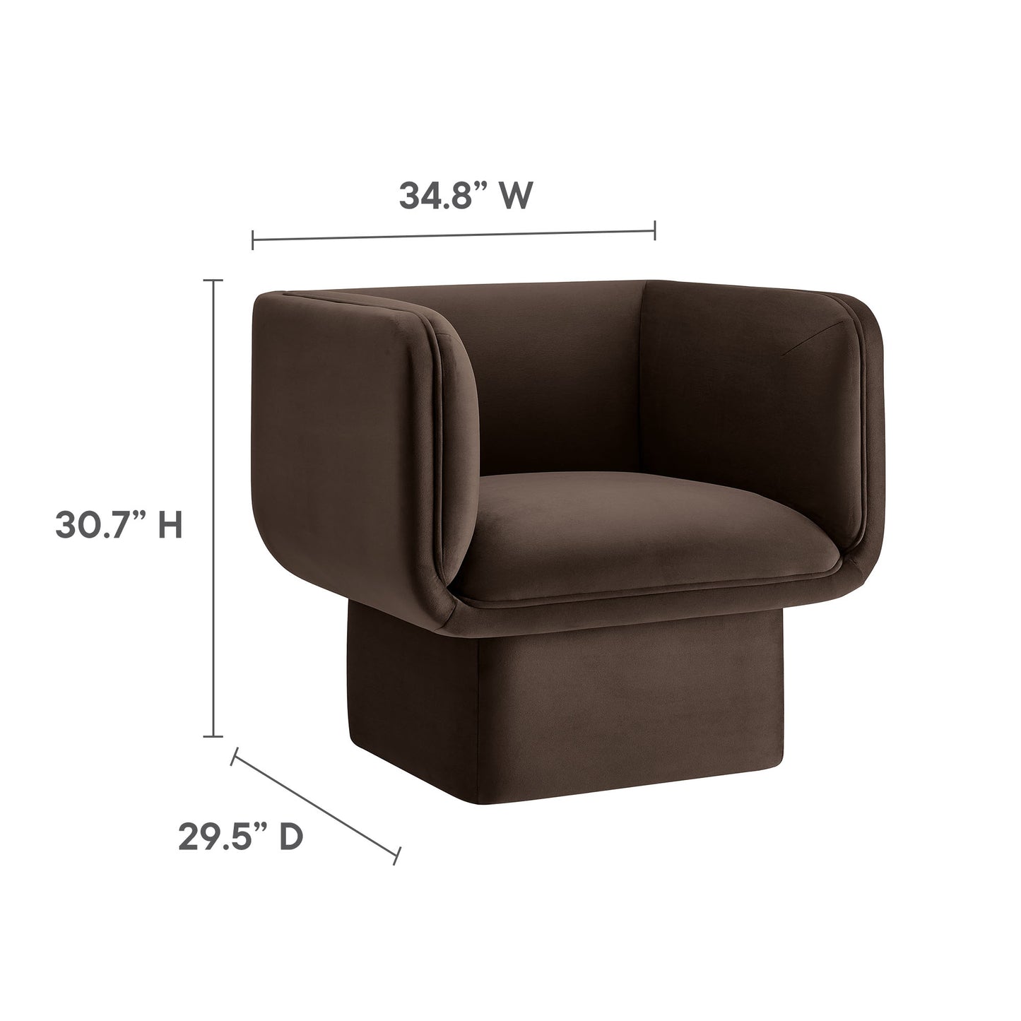 Modway - Tate Performance Velvet Accent Chair by Modway  Living Room Sofas and Armchairs Brown - EEI-6995-CHB