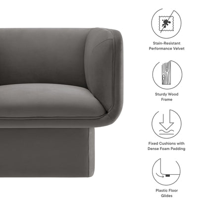 Modway - Tate Performance Velvet Accent Chair by Modway  Living Room Sofas and Armchairs Gray - EEI-6995-STG
