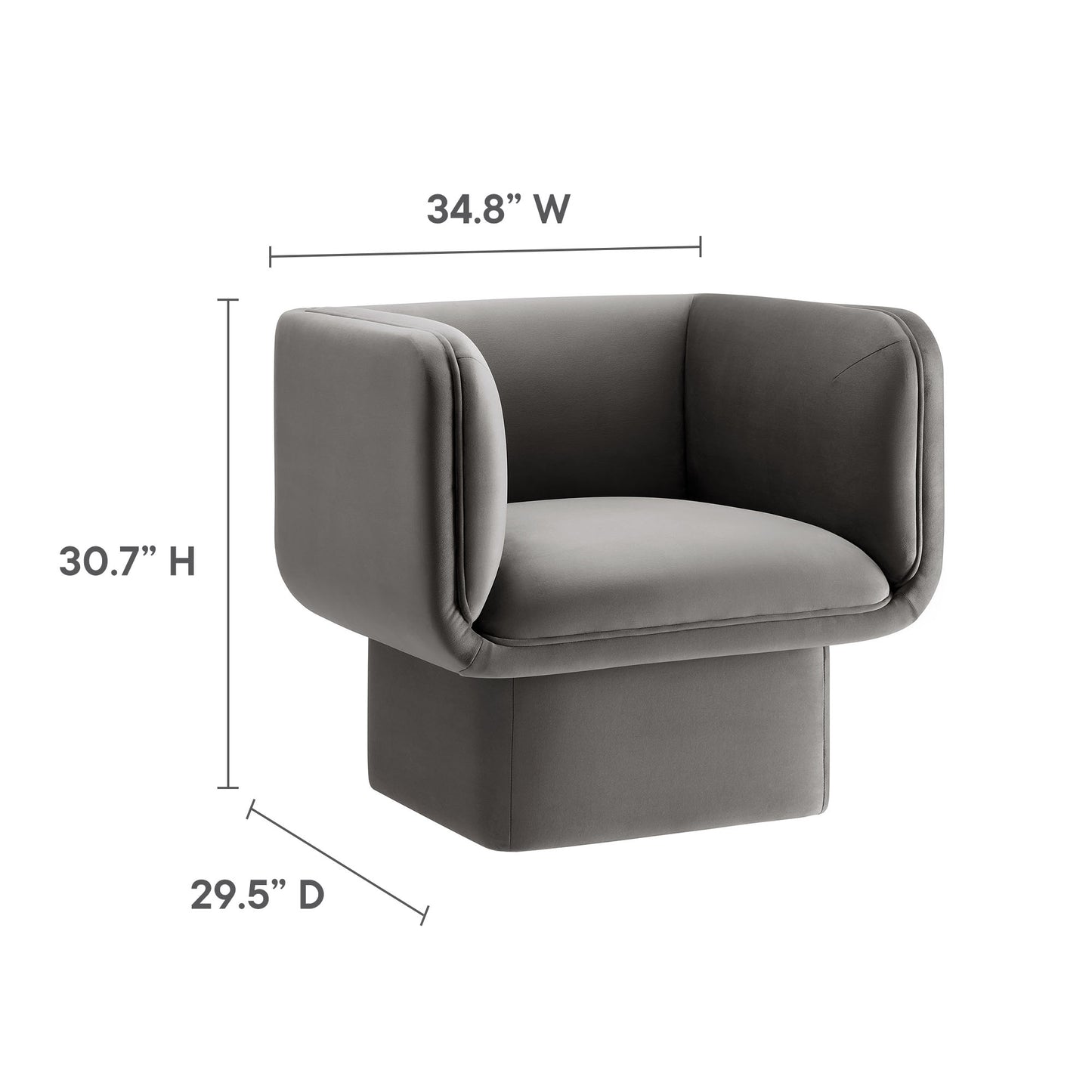 Modway - Tate Performance Velvet Accent Chair by Modway  Living Room Sofas and Armchairs Gray - EEI-6995-STG