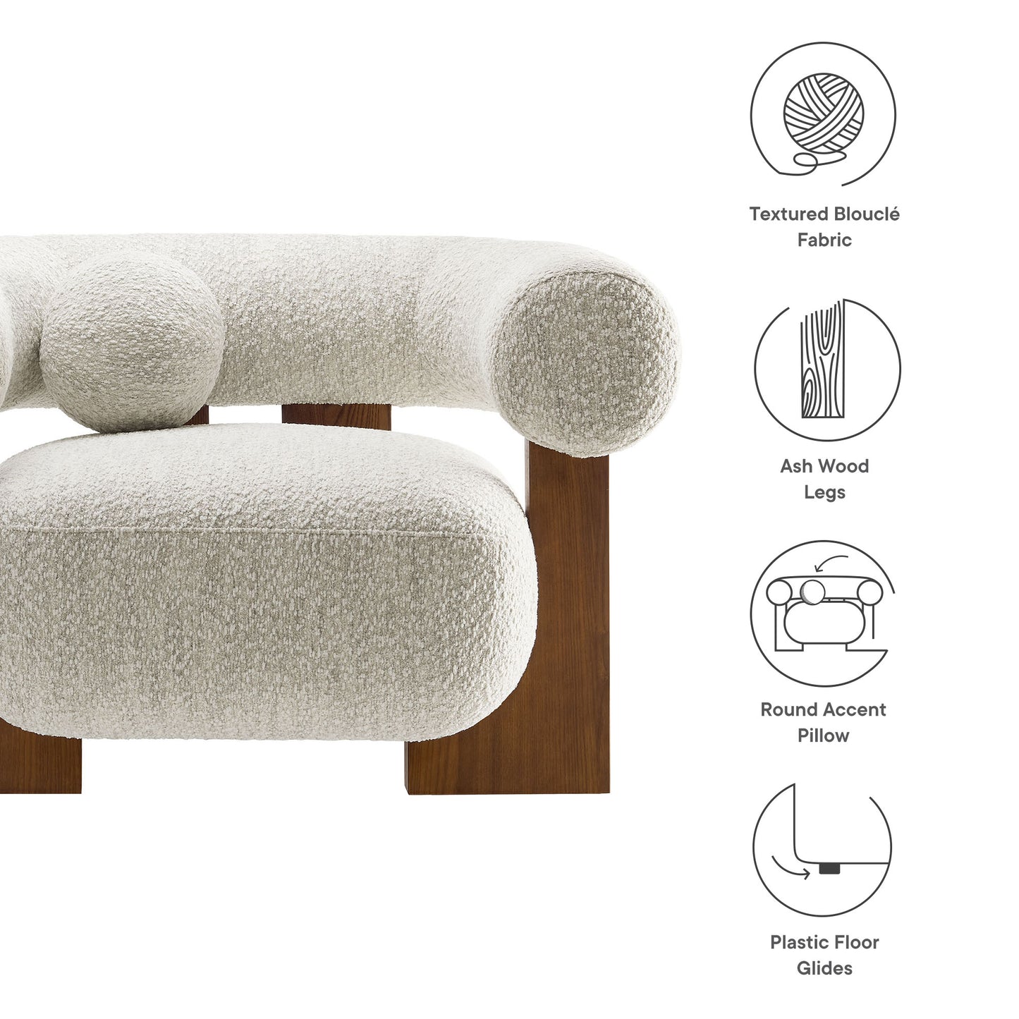 Modway - Jace Boucle Accent Chair by Modway  Living Room Sofas and Armchairs White - EEI-6996-PRL