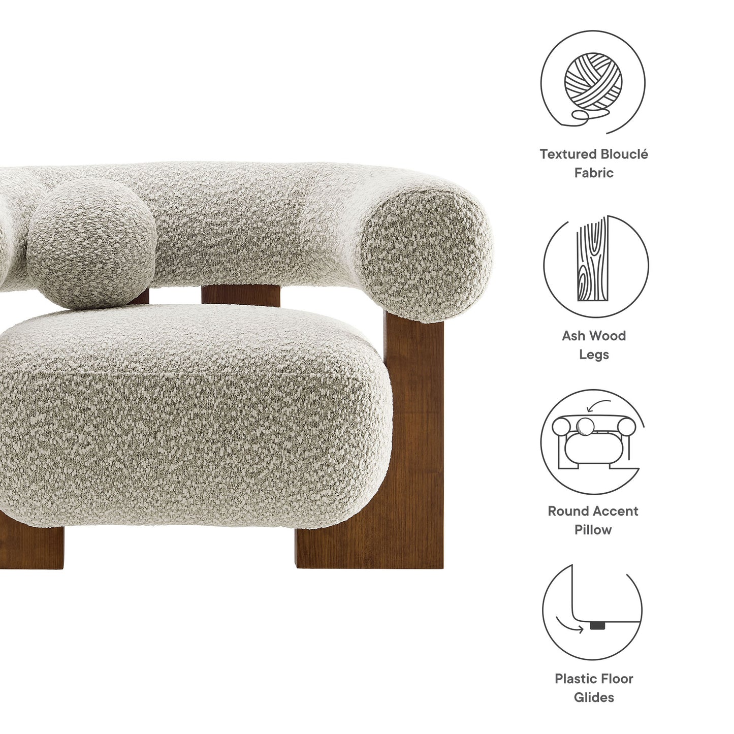 Modway - Jace Boucle Accent Chair by Modway  Living Room Sofas and Armchairs Gray - EEI-6996-RIV