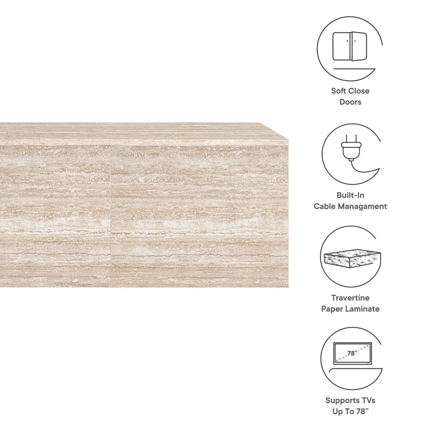 Modway - Terra 71" Wall-Mounted TV Stand by Modway  Living Room Decor Brown - EEI-7006-TRA