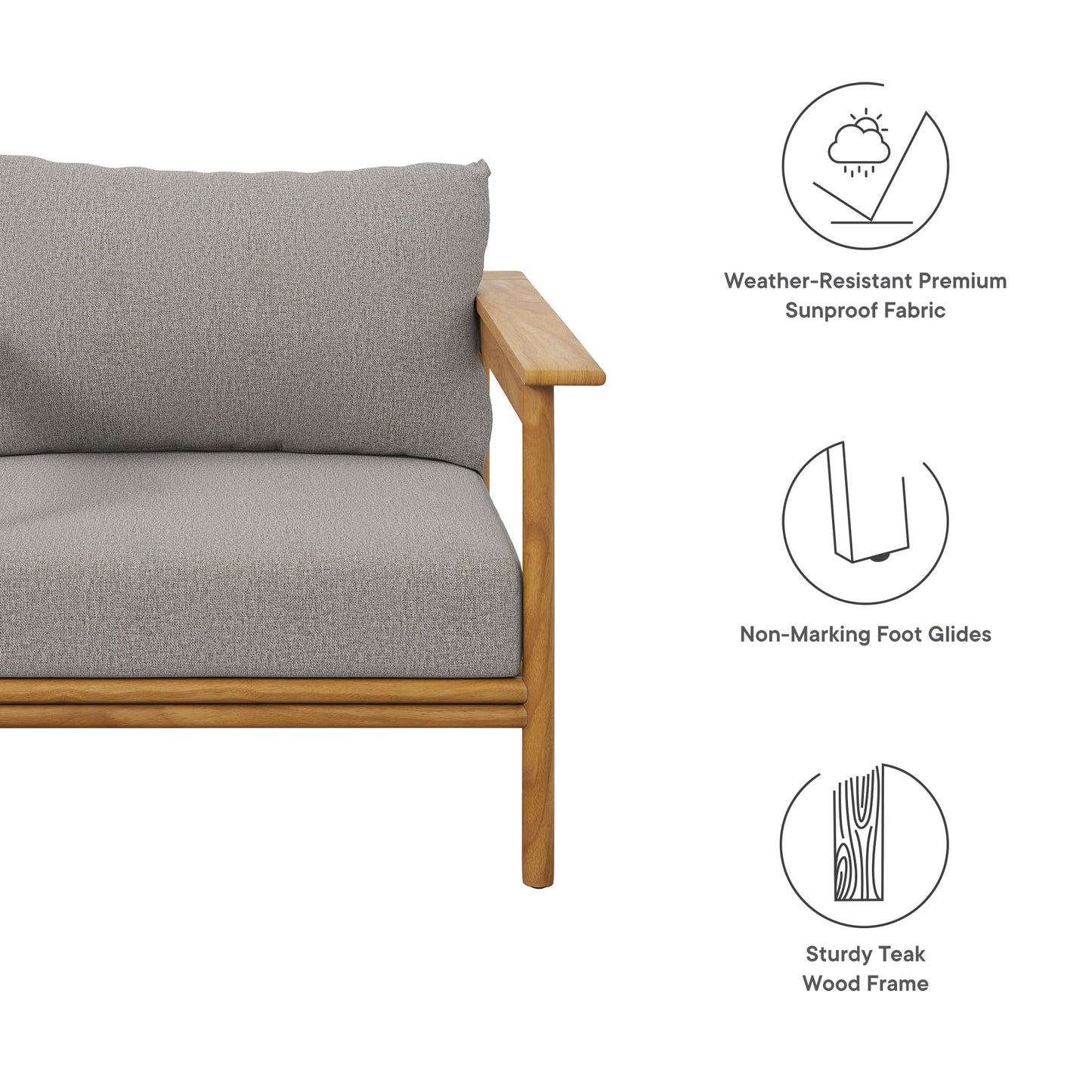 Modway - Wren Outdoor Patio Teak Wood Armchair by Modway  Outdoor Furniture Sofa Sectionals Brown - EEI-7007-NAT-DRI