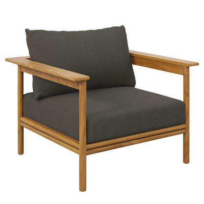 Modway - Wren Outdoor Patio Teak Wood Armchair and Ottoman Set by Modway  Outdoor Furniture Sofa Sectionals Gray - EEI-7067-NAT-FLI