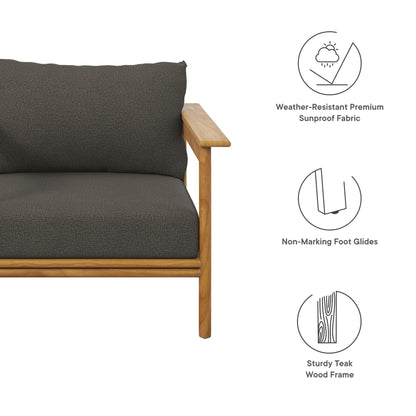 Modway - Wren Outdoor Patio Teak Wood Armchair by Modway  Outdoor Furniture Sofa Sectionals Gray - EEI-7007-NAT-FLI