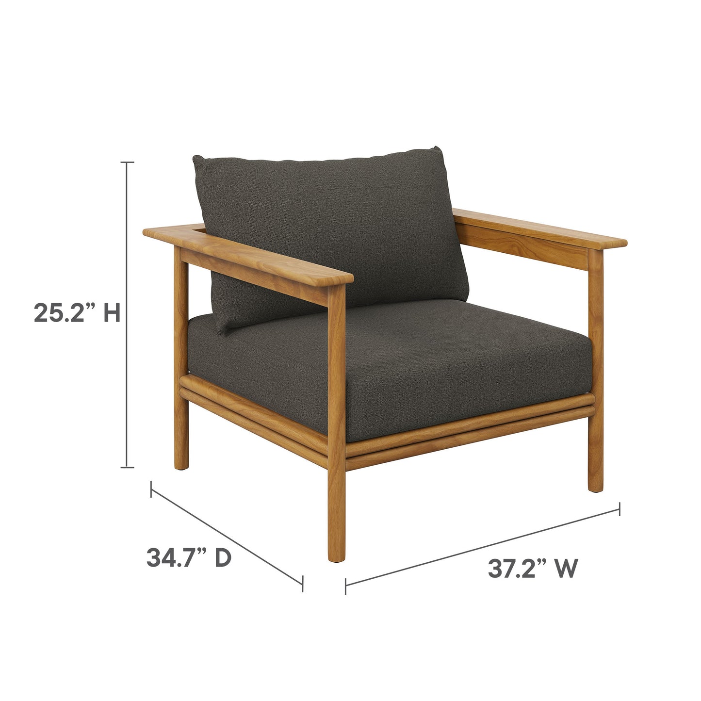Modway - Wren Outdoor Patio Teak Wood Armchair Set of 2 by Modway  Outdoor Furniture Sofa Sectionals Gray - EEI-7068-NAT-FLI