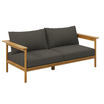 Modway - Wren Outdoor Patio Teak Wood Sofa by Modway  Outdoor Furniture Sofa Sectionals Gray - EEI-7008-NAT-FLI