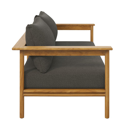 Modway - Wren Outdoor Patio Teak Wood Sofa by Modway  Outdoor Furniture Sofa Sectionals Gray - EEI-7008-NAT-FLI