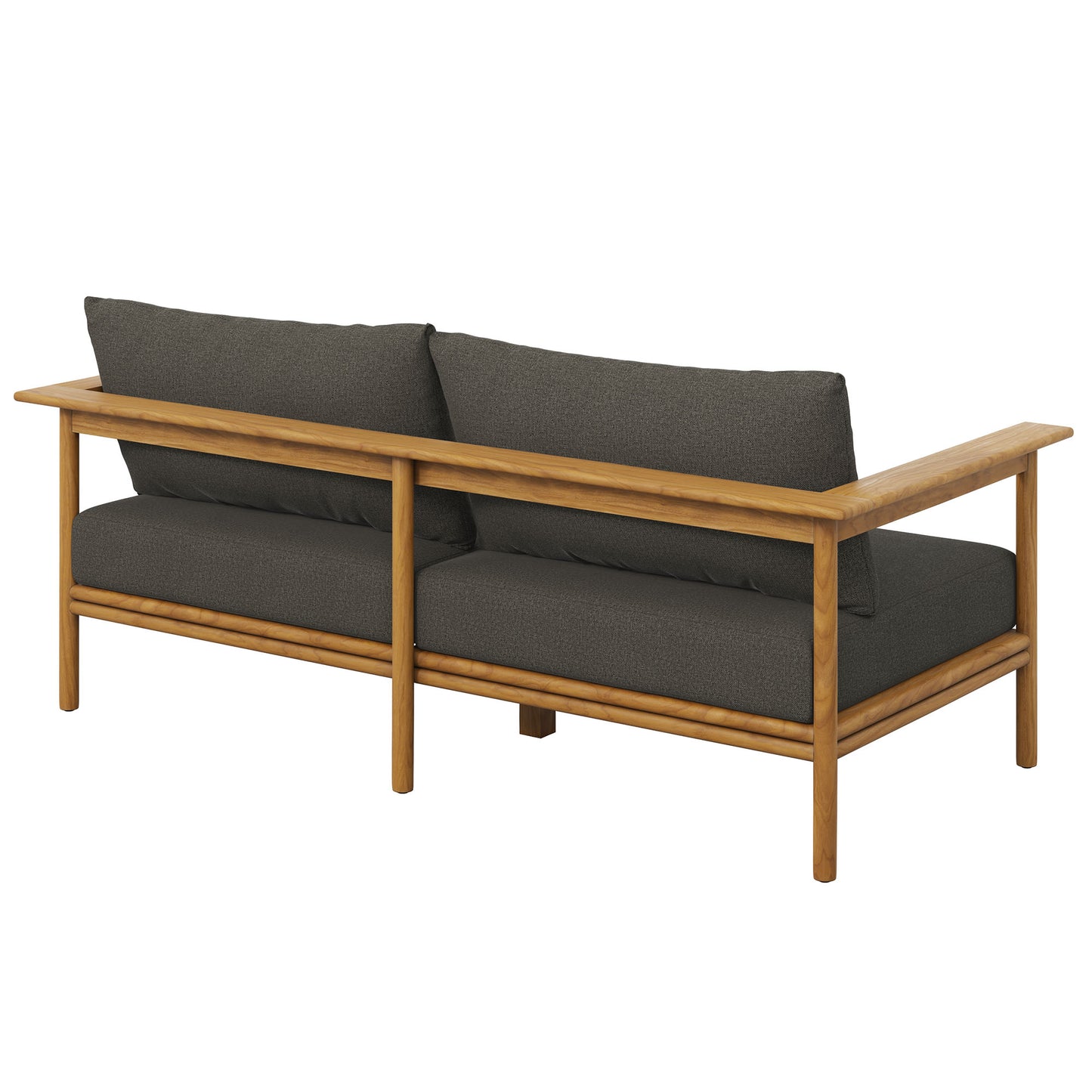 Modway - Wren Outdoor Patio Teak Wood Sofa by Modway  Outdoor Furniture Sofa Sectionals Gray - EEI-7008-NAT-FLI