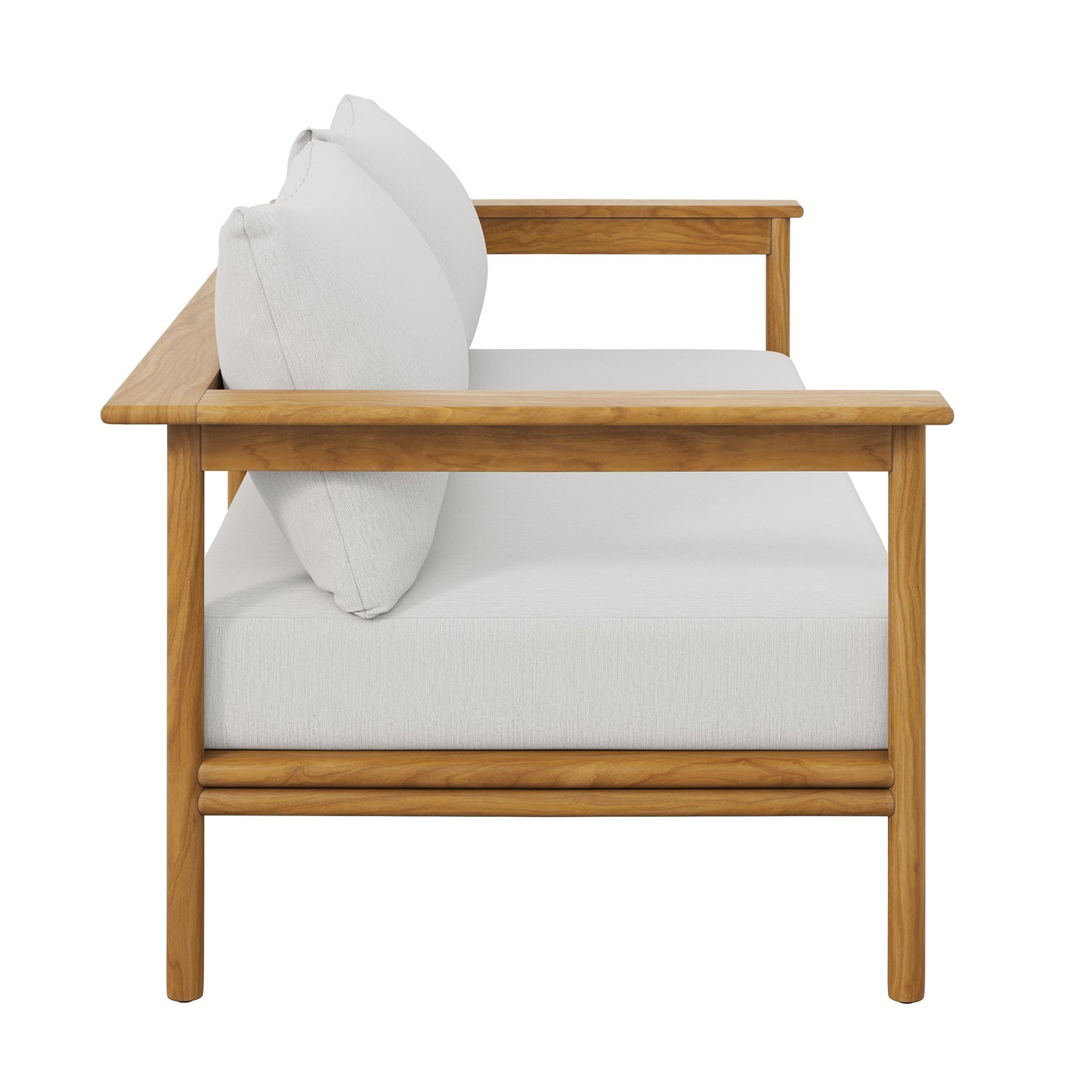 Modway - Wren Outdoor Patio Teak Wood Sofa by Modway  Outdoor Furniture Sofa Sectionals White - EEI-7008-NAT-SAI