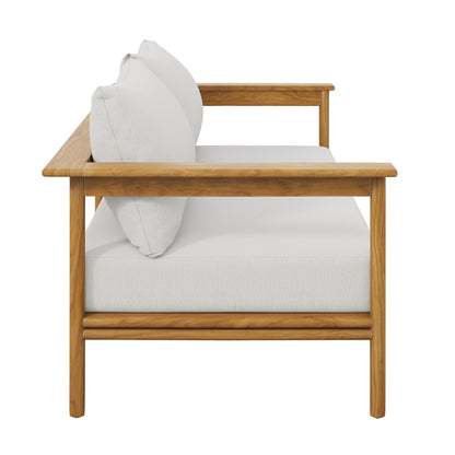 Modway - Wren Outdoor Patio Teak Wood Sofa by Modway  Outdoor Furniture Sofa Sectionals White - EEI-7008-NAT-SAI