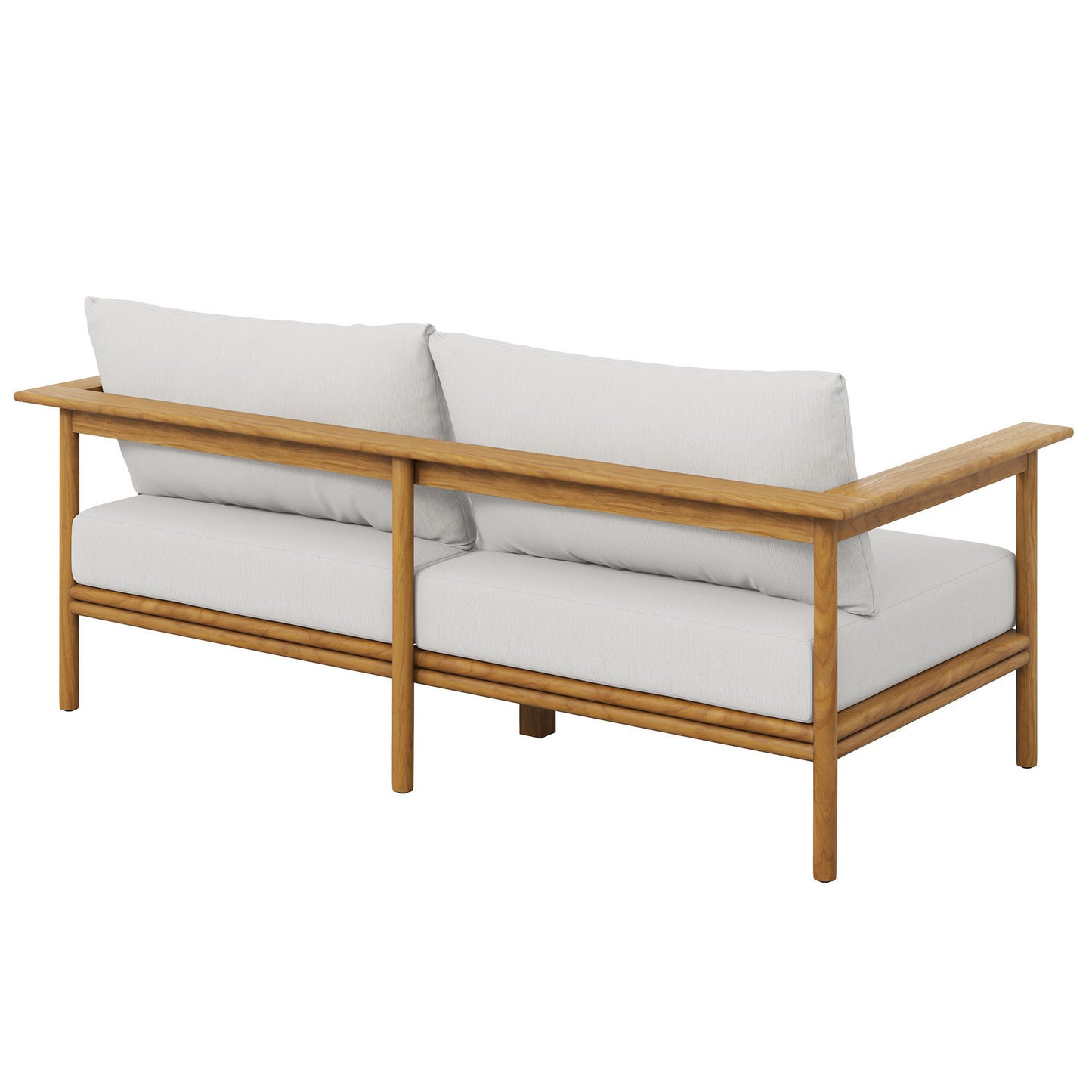 Modway - Wren Outdoor Patio Teak Wood Sofa by Modway  Outdoor Furniture Sofa Sectionals White - EEI-7008-NAT-SAI