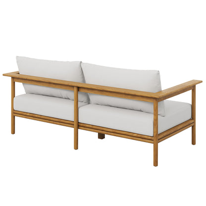 Modway - Wren Outdoor Patio Teak Wood Sofa by Modway  Outdoor Furniture Sofa Sectionals White - EEI-7008-NAT-SAI