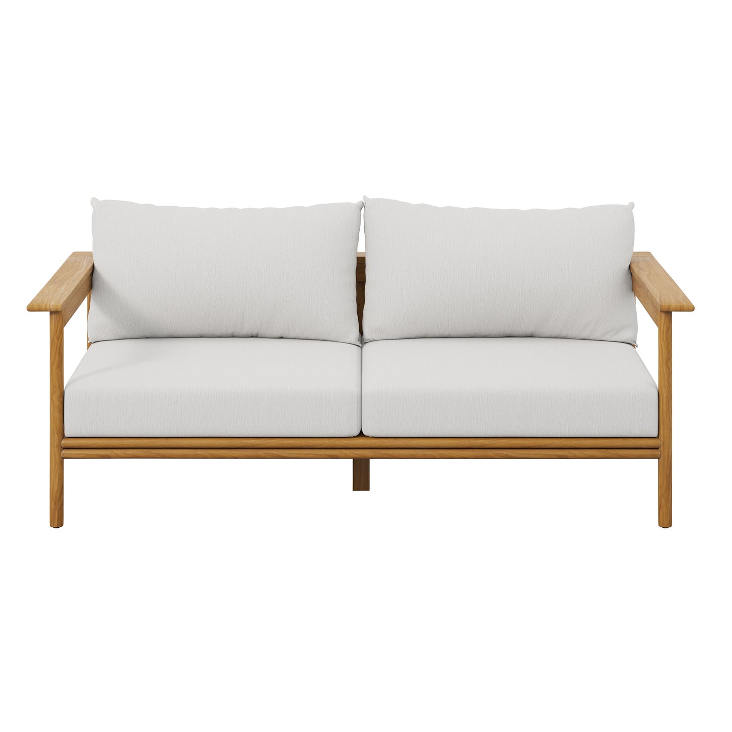 Modway - Wren Outdoor Patio Teak Wood Sofa by Modway  Outdoor Furniture Sofa Sectionals White - EEI-7008-NAT-SAI