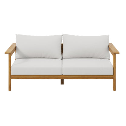 Modway - Wren Outdoor Patio Teak Wood Sofa by Modway  Outdoor Furniture Sofa Sectionals White - EEI-7008-NAT-SAI