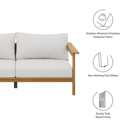 Modway - Wren Outdoor Patio Teak Wood Sofa by Modway  Outdoor Furniture Sofa Sectionals White - EEI-7008-NAT-SAI