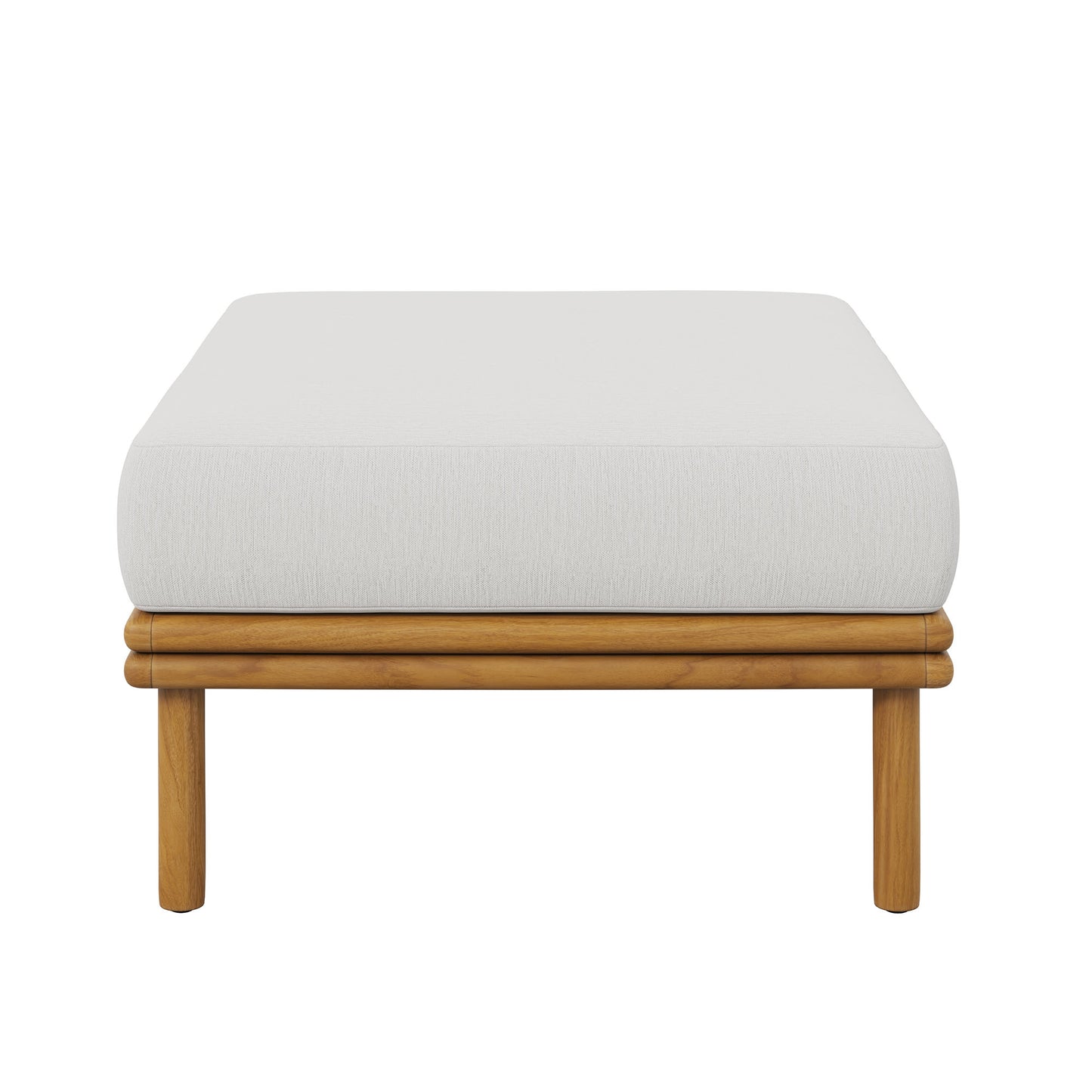 Modway - Wren Outdoor Patio Teak Wood Ottoman by Modway  Outdoor Furniture Sofa Sectionals White - EEI-7009-NAT-SAI