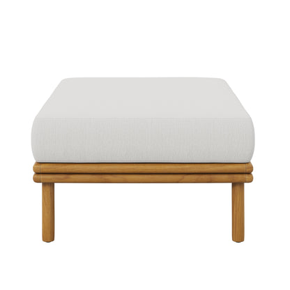 Modway - Wren Outdoor Patio Teak Wood Ottoman by Modway  Outdoor Furniture Sofa Sectionals White - EEI-7009-NAT-SAI