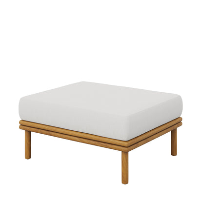 Modway - Wren Outdoor Patio Teak Wood Ottoman by Modway  Outdoor Furniture Sofa Sectionals White - EEI-7009-NAT-SAI