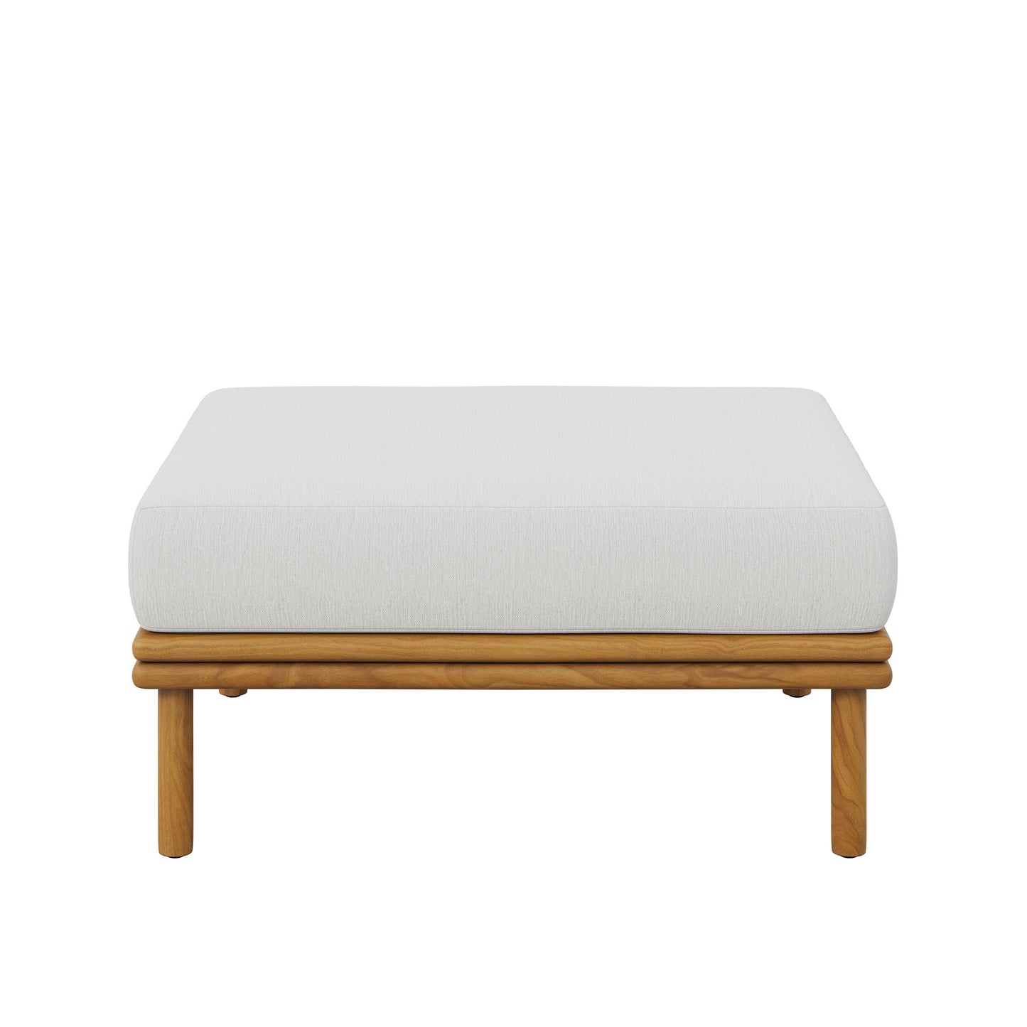 Modway - Wren Outdoor Patio Teak Wood Ottoman by Modway  Outdoor Furniture Sofa Sectionals White - EEI-7009-NAT-SAI