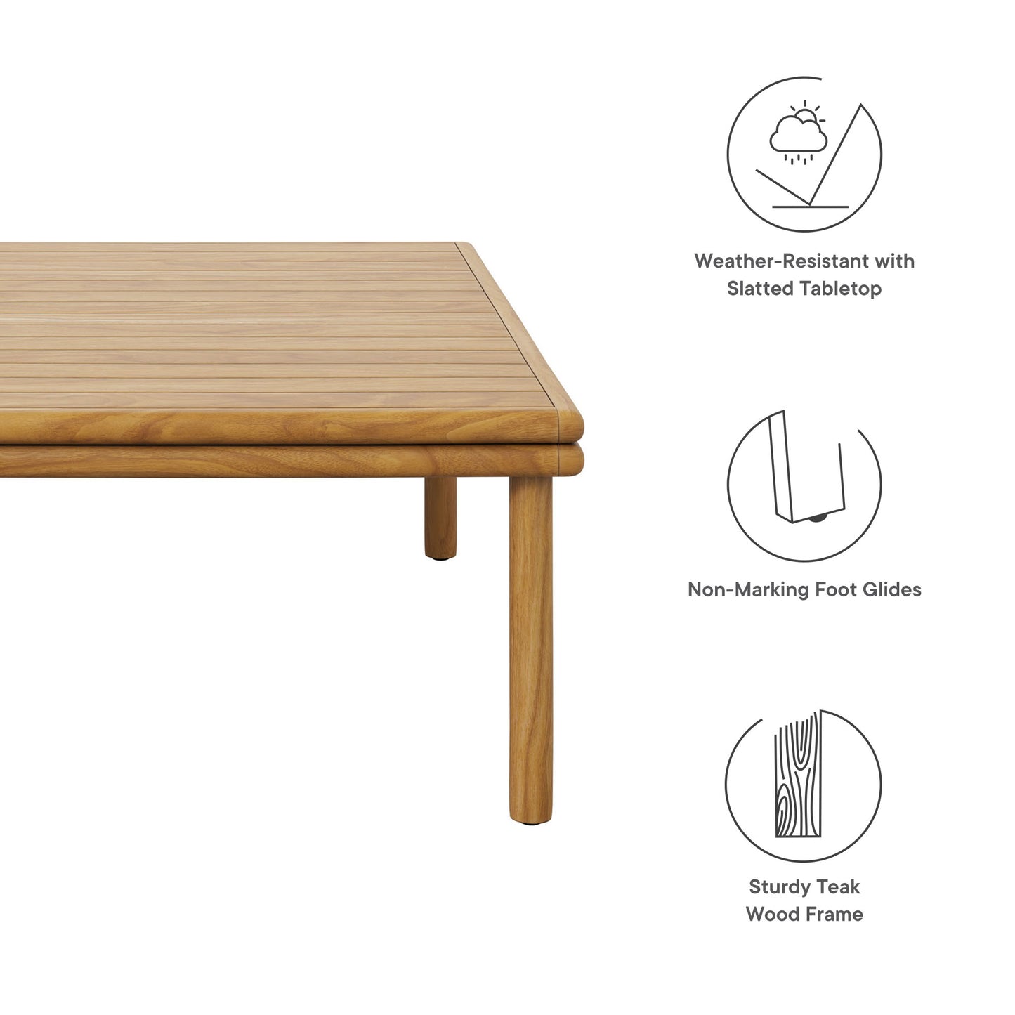Modway - Wren Outdoor Patio Teak Wood Coffee Table by Modway  Outdoor Furniture Bar and Dining Brown - EEI-7010-NAT