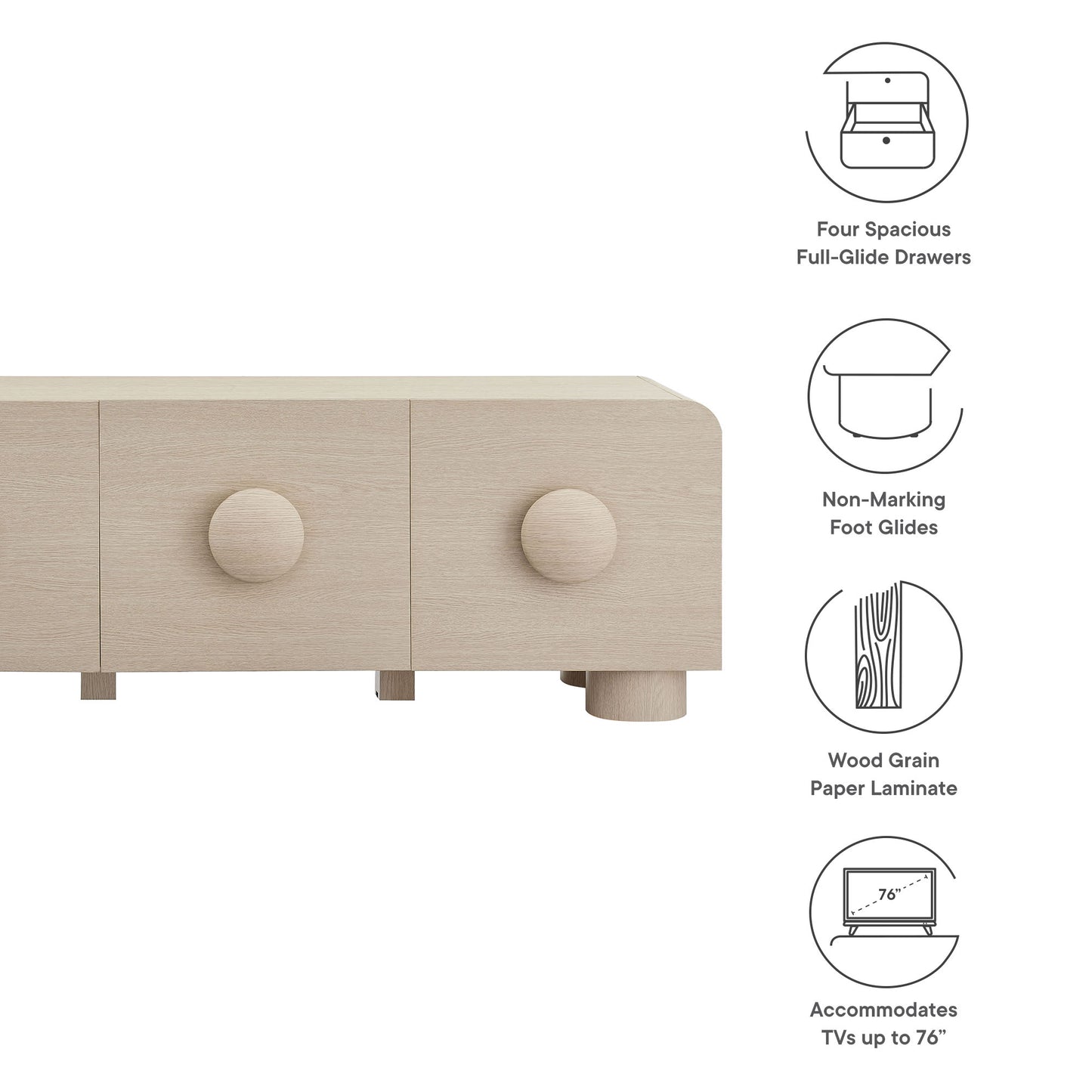 Modway - Sonnet 69" Low Profile TV Stand by Modway  Living Room Decor Brown - EEI-7011-ASH