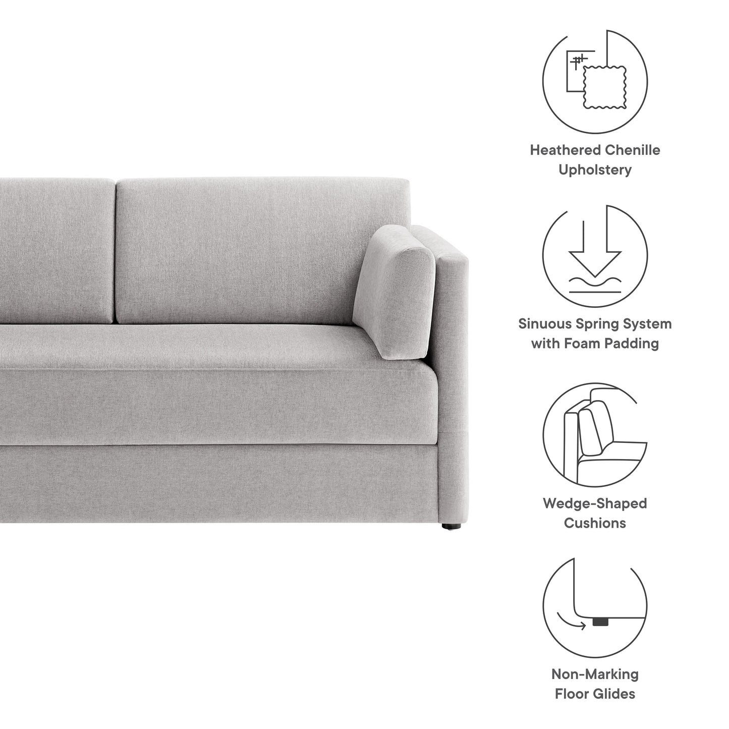 Modway Outlet Linden Upholstered Heathered Chenille Sofa by Modway  Living Room Furniture Taupe - EEI-7012-TAU