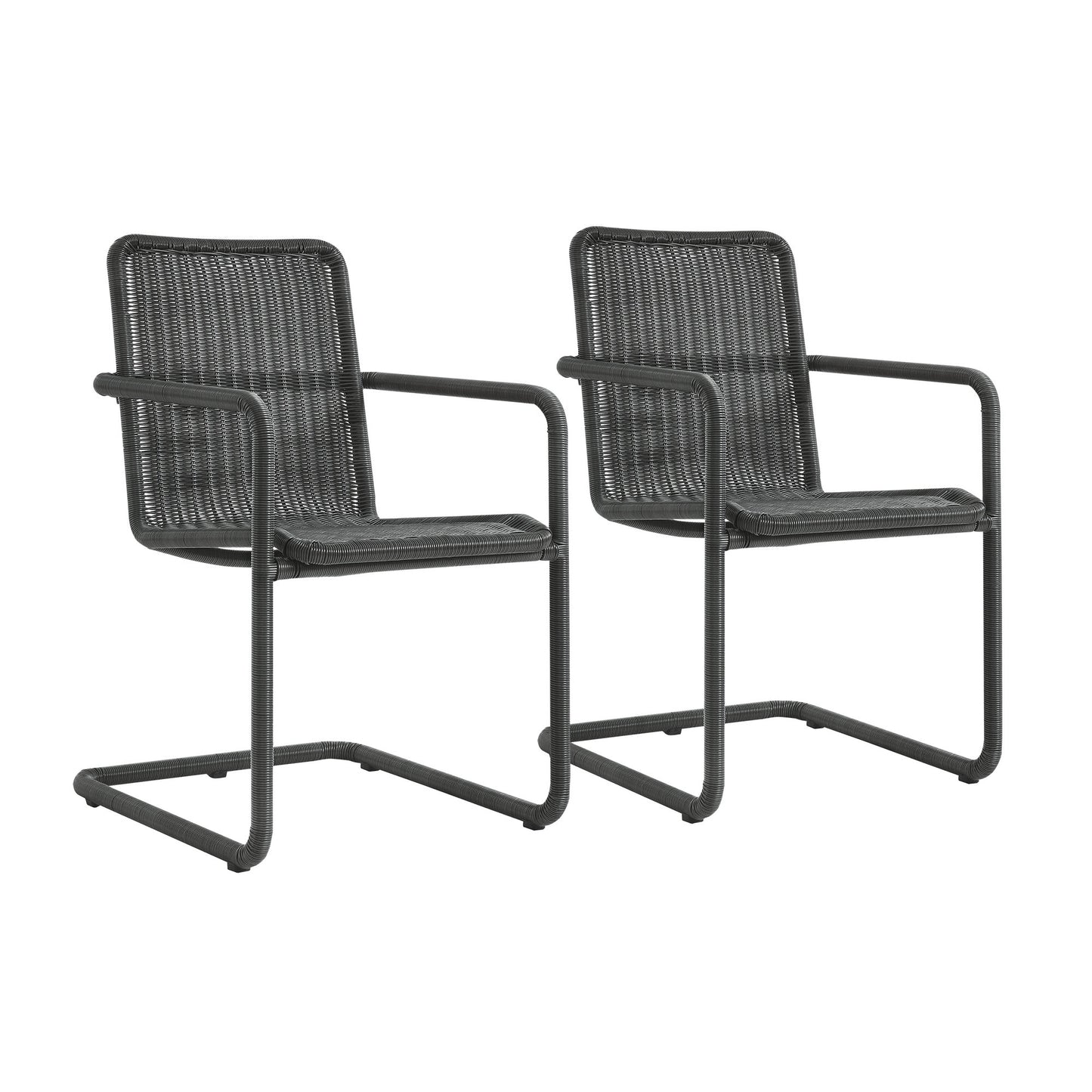 Modway - Abacus Outdoor Patio Wicker Dining Chairs Set of 2 by Modway  Outdoor Furniture Bar and Dining Black - EEI-7014-SLA