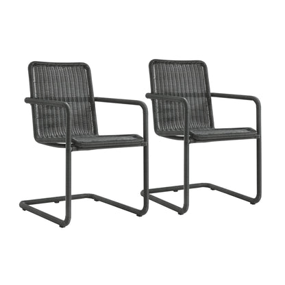 Modway - Abacus Outdoor Patio Wicker Dining Chairs Set of 2 by Modway  Outdoor Furniture Bar and Dining Black - EEI-7014-SLA