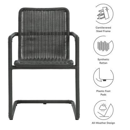 Modway - Abacus Outdoor Patio Wicker Dining Chairs Set of 2 by Modway  Outdoor Furniture Bar and Dining Black - EEI-7014-SLA