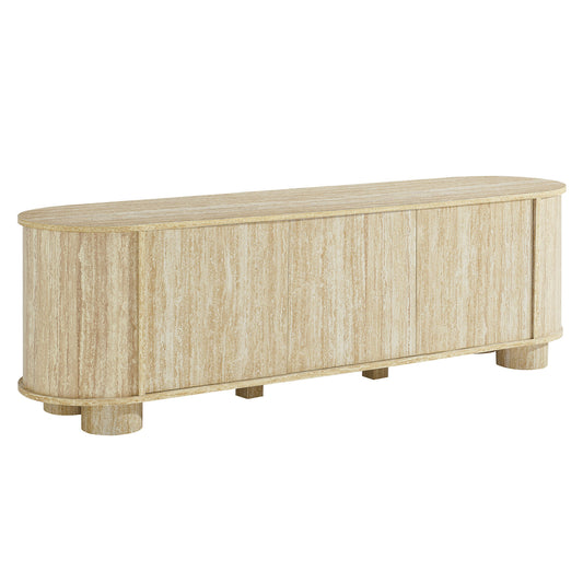 Modway - Overture 63? Oval Faux Travertine TV Stand by Modway  Living Room Decor Brown - EEI-7016-TRA