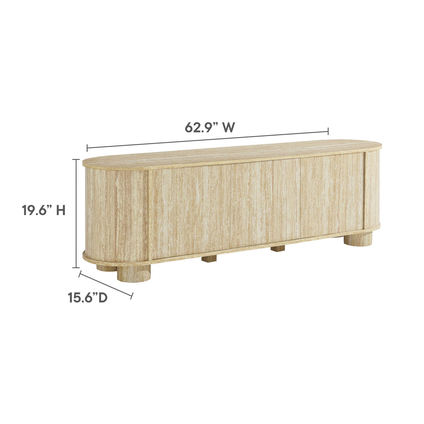 Modway - Overture 63? Oval Faux Travertine TV Stand by Modway  Living Room Decor Brown - EEI-7016-TRA