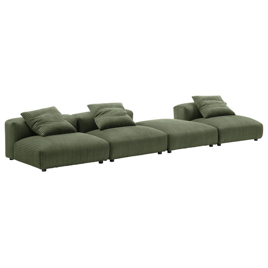Modway - Solace 4-Piece Modular Corduroy Upholstered Sectional Sofa by Modway  Living Room Sofas and Armchairs Green - EEI-7026-FRN