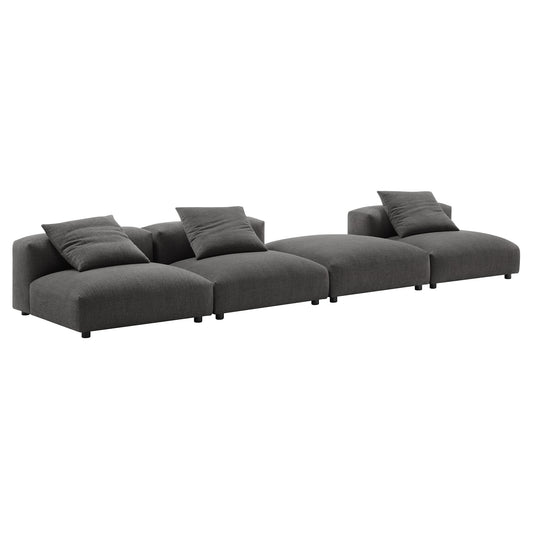 Modway - Solace 4-Piece Modular Upholstered Fabric Sectional Sofa by Modway  Living Room Sofas and Armchairs Gray - EEI-7027-CHA