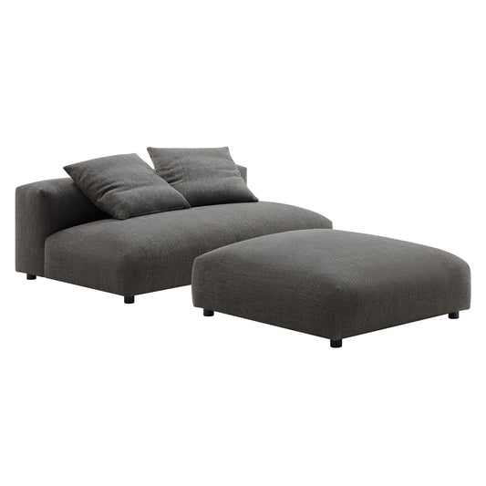 Modway - Solace Modular Upholstered Fabric Armless Loveseat and Ottoman Set by Modway  Living Room Sofas and Armchairs Gray - EEI-7031-CHA