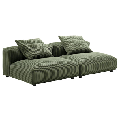 Modway - Solace 2-Piece Modular Corduroy Upholstered Sofa by Modway  Living Room Sofas and Armchairs Green - EEI-7036-FRN