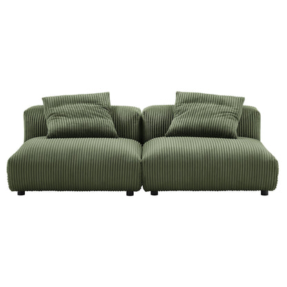 Modway - Solace 2-Piece Modular Corduroy Upholstered Sofa by Modway  Living Room Sofas and Armchairs Green - EEI-7036-FRN