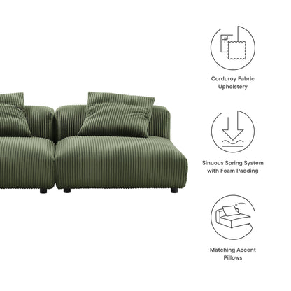 Modway - Solace 2-Piece Modular Corduroy Upholstered Sofa by Modway  Living Room Sofas and Armchairs Green - EEI-7036-FRN