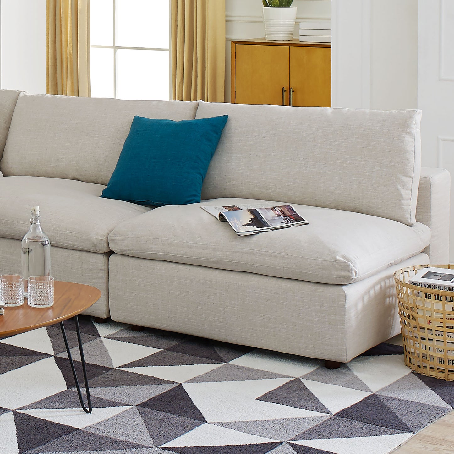 Modway Outlet Commix Down Filled Overstuffed 2-Piece Armless Sectional Loveseat by Modway  Living Room Furniture Beige - EEI-7042-BEI