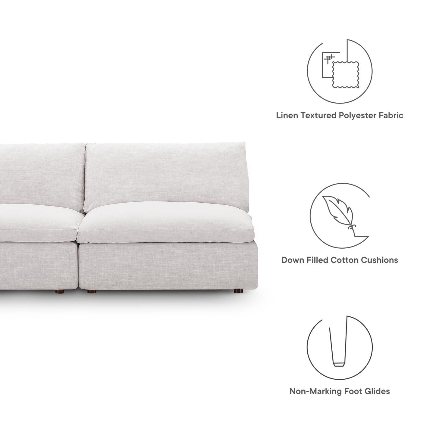 Modway Outlet Commix Down Filled Overstuffed 2-Piece Armless Sectional Loveseat by Modway  Living Room Furniture Beige - EEI-7042-BEI