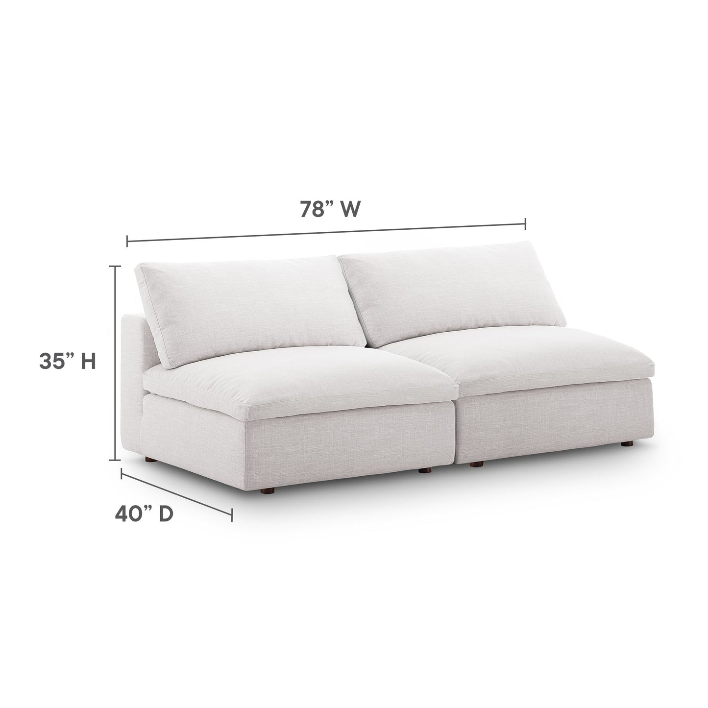 Modway Outlet Commix Down Filled Overstuffed 2-Piece Armless Sectional Loveseat by Modway  Living Room Furniture Beige - EEI-7042-BEI