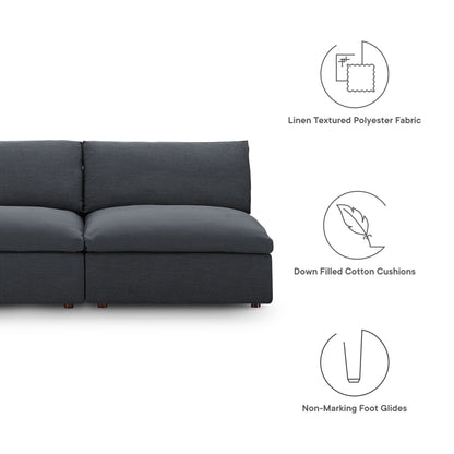 Modway Outlet Commix Down Filled Overstuffed 2-Piece Armless Sectional Loveseat by Modway  Living Room Furniture Gray - EEI-7042-GRY