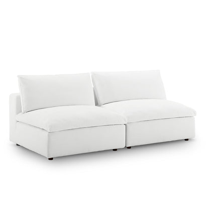 Modway Outlet Commix Down Filled Overstuffed 2-Piece Armless Sectional Loveseat by Modway  Living Room Furniture White - EEI-7042-WHI